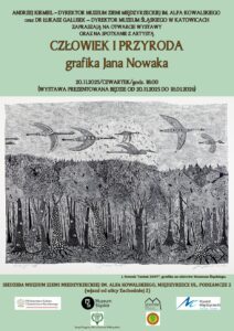 Człowiek i przyroda. Grafika Jana Nowaka.